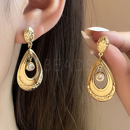 304 Stainless Steel Stud Dangle Earrings WGFEC34-02-1