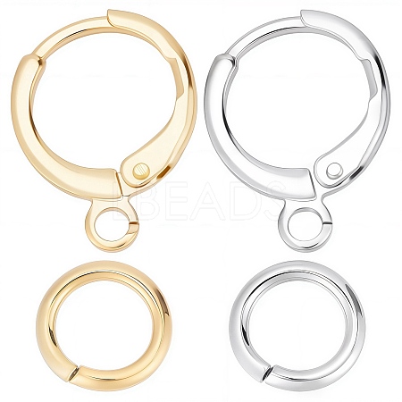 24 Pairs 2 Colors Brass Huggie Hoop Earring Findings DIY-CN0002-06-1