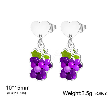 304 Stainless Steel Stud Dangle Earrings WG2FA29-07-1