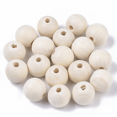 Unfinished Natural Wood Beads X-WOOD-S651-A16mm-LF-1
