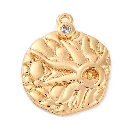 Brass Pendants With Clear Cubic Zirconia KK-S403-05G-1