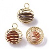 Iron Wrap-around Spiral Bead Cage Pendants IFIN-R239-13G-1