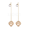 Glass Pearl Dangle Earrings EJEW-JE03771-2