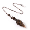 Natural Tiger Eye & Resin Hexagonal Pointed Dowsing Pendulums PW-WG7D05E-01-1