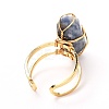 Copper Wire Wrapped Natural Gemstone Adjustable Rings for Women RJEW-JR00386-7