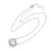Brass Pave Clear Cubic Zirconia and Glass Heart Pendant Necklaces KK-CBA4547-11P-5