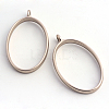 Matte Style Rack Plating Alloy Oval Open Back Bezel Pendants PALLOY-S047-26A-FF-1