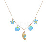 Ocean 304 Stainless Steel Enamel Sea Horse Shell Starfish Pendant Bib Necklaces for Women WG1595B-01-2