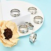 201 Stainless Steel Grooved Finger Ring Settings MAK-WH0007-16P-4