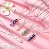 Natural Mixed Gemstone Faceted Bullet Shape Copper Wire Star Wrapped Pendant Necklaces NJEW-JN05024-02-2