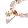 Dyed Heated Natural Carnelian & Strawberry Quartz Beaded Stretch Bracelet BJEW-TA00249-2