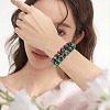 Coconut Brown Natural Mashan Jade Round Beaded Stretch Bracelet BJEW-SW00077-09-3