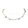 Natural Larimar Chip & Rice Cultured Freshwater Pearl Beaded Necklaces for Women NJEW-JN06665-01-3