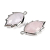 Natural Rose Quartz Faceted Leaf Pendants G-I375-04P-05-2