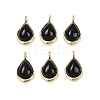 Natural Black Onyx(Dyed & Heated) Teardrop Charms KK-B157-33B-G-1