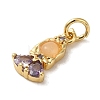 Brass Micro Pave Colorful Cubic Zirconia Glass Pendants X-KK-R162-026B-G-2