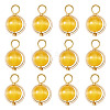 12Pcs Brass & Glass Imitation Cat Eye Round Charms PALLOY-TAC0237-02-2