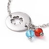 304 Stainless Steel Clover Link Bracelet with Glass Beads Charms for Women STAS-E154-08P-2