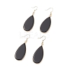 Natural Obsidian Teardrop Dangle Earrings EJEW-G331-01G-03-1