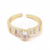 Clear Cubic Zirconia Diamond Open Cuff Ring RJEW-B028-23G-2