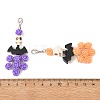 Halloween Synthetic Turquoise Skull & Wood Bat & Resin Rose Pendant Decorations HJEW-JM05046-3