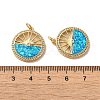Brass Micro Pave Cubic Zirconia with Synthetic Opal Pendants KK-D096-16G-3