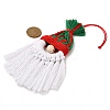 Christmas Handmade Woven Macrame Cotton Thread Santa Claus Pendant Decorations HJEW-JM02455-04-3