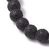 6mm Round Natural Lava Rock & Gemstone Beaded Stretch Bracelets BJEW-JB10846-5