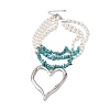 Boho Dyed Synthetic Turquoise Chip & Plastic Pearl Multi Layered Necklaces NJEW-U006-04B-P-2