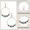 ANATTASOUL 4 Pairs 4 Style Bohemia Glass & Acrylic Beaded Circle Ring Dangle Earrings EJEW-AN0002-95-3