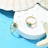 Copper Wired Natural Abalone Shell/Paua Shell Finger Rings for Women RJEW-JR01055-1
