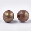 Hand Painting Natural Wood European Beads WOOD-S053-07A-2