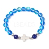 Synthetic Moonstone Beads Stretch Bracelets for Women Men BJEW-JB11376-3