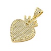 Heart Rack Plating Brass Micro Pave Cubic Zirconia Pendants KK-Z074-56G-2