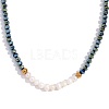Fashion European Style Pearl Pendant Necklace for Women Handcrafted Stainless Steel Freshwater Pearl Deep Cut Crystal AX4759-3-1