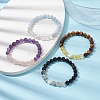 Natural & Synthetic Mixed Gemstone & Pearl Beaded Stretch Bracelets BJEW-JB09726-2