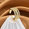 Rack Plating Brass Micro Pave Clear Cubic Zirconia Cuff Finger Rings for Women RJEW-M028-34G-4