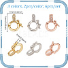 6Pcs 3 Styles Brass Micro Pave Clear Cubic Zirconia Twister Clasps ZIRC-DR0001-02-2