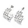 304 Stainless Steel Hollow Out C-shape Stud Earrings STAS-B034-11P-1