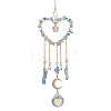 Natural Aquamarine Chip Beads with Brass Findings Pendant Decorations HJEW-JM01814-04-1