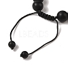 10mm Round Natural Black Onyx(Dyed & Heated) Braided Bead Bracelets BJEW-C067-01C-29-4