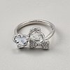 Brass Micro Pave Cubic Zirconia Cuff Rings for Women RJEW-WH0002-40A-1