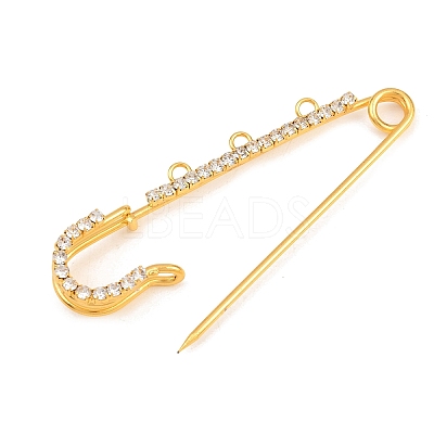 Iron Rhinestone Safety Pins Brooch Findings IFIN-A021-01C-G-1