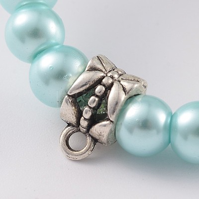 Round Glass Pearl Beaded Stretch Bracelets BJEW-JB02169-1