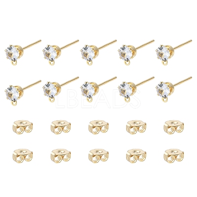 16Pcs Brass Stud Earring Findings KK-FS0001-56G-1