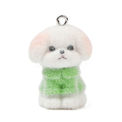 Animal Theme Flocky Opaque Resin Pendants RESI-H042-01P-02-1