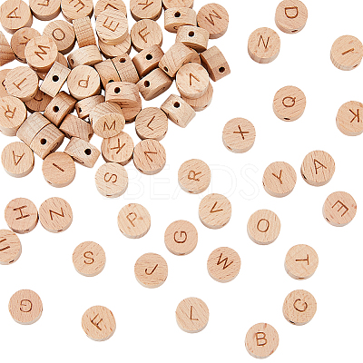 78Pcs 26 Styles Undyed Wood Beads WOOD-HY0001-08-1