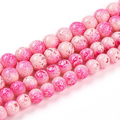 Transparent Baking Paint Glass Beads Strands DGLA-N009-8mm-01-1