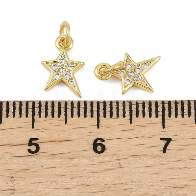 Brass Micro Pave Clear Cubic Zirconia Charms X-KK-D218-23G-02-1