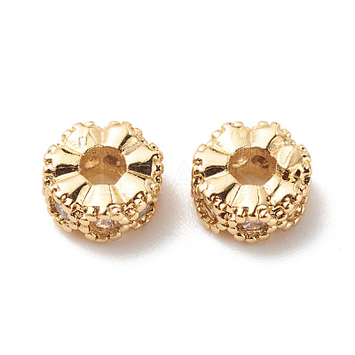 Brass Clear Cubic Zirconia Spacer Beads KK-G420-22G-1